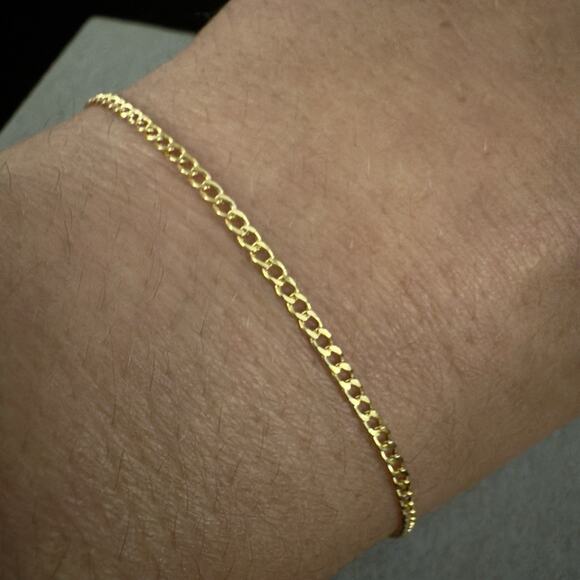 10k Solid Yellow Gold 7in Cuban Link 1.9mm Bracelet ~ NEW - Picture 7 of 8